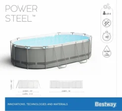 Bestway Power Steel Oval Zwembad - 488 X 305 X 107 Cm - Met Filterpomp En Accessoires -Zwembaduitrustings Winkel 900 989 56448 01 power steel