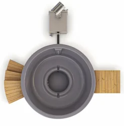 Houtgestookte Hottub Met Filteraansluiting - 4-6 Personen - Grijs -Zwembaduitrustings Winkel ba inclusief