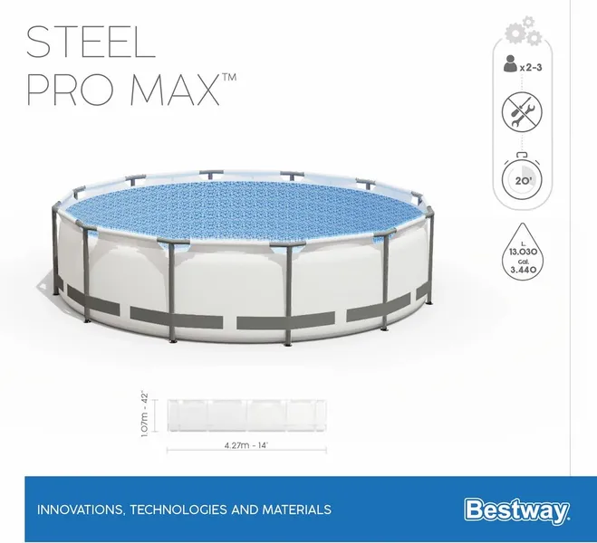 Bestway Steel Pro MAX Zwembad - 427 X 107 Cm - Met Filterpomp En Accessoires 9 Bestway Steel Pro MAX Zwembad - 427 X 107 Cm - Met Filterpomp En Accessoires - Afbeelding 9