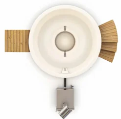 Houtgestookte Hottub Met Filteraansluiting - 4-6 Personen - Wit -Zwembaduitrustings Winkel bovenaanzicht incl