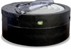 EXIT TOYS EXIT Leather Premium Opbouw Spa - 4-6 Persoons -Zwembaduitrustings Winkel exit leather premium 6 opblaasbare spa cover half open