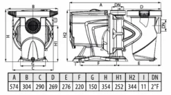 DAB E-Swim 300 M Variabele Zwembadpomp 16 DAB E-Swim 300 M Variabele Zwembadpomp -Zwembaduitrustings Winkel technische gegevens 2